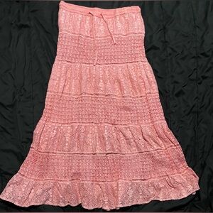 Pink Cotton Maxi Skirt